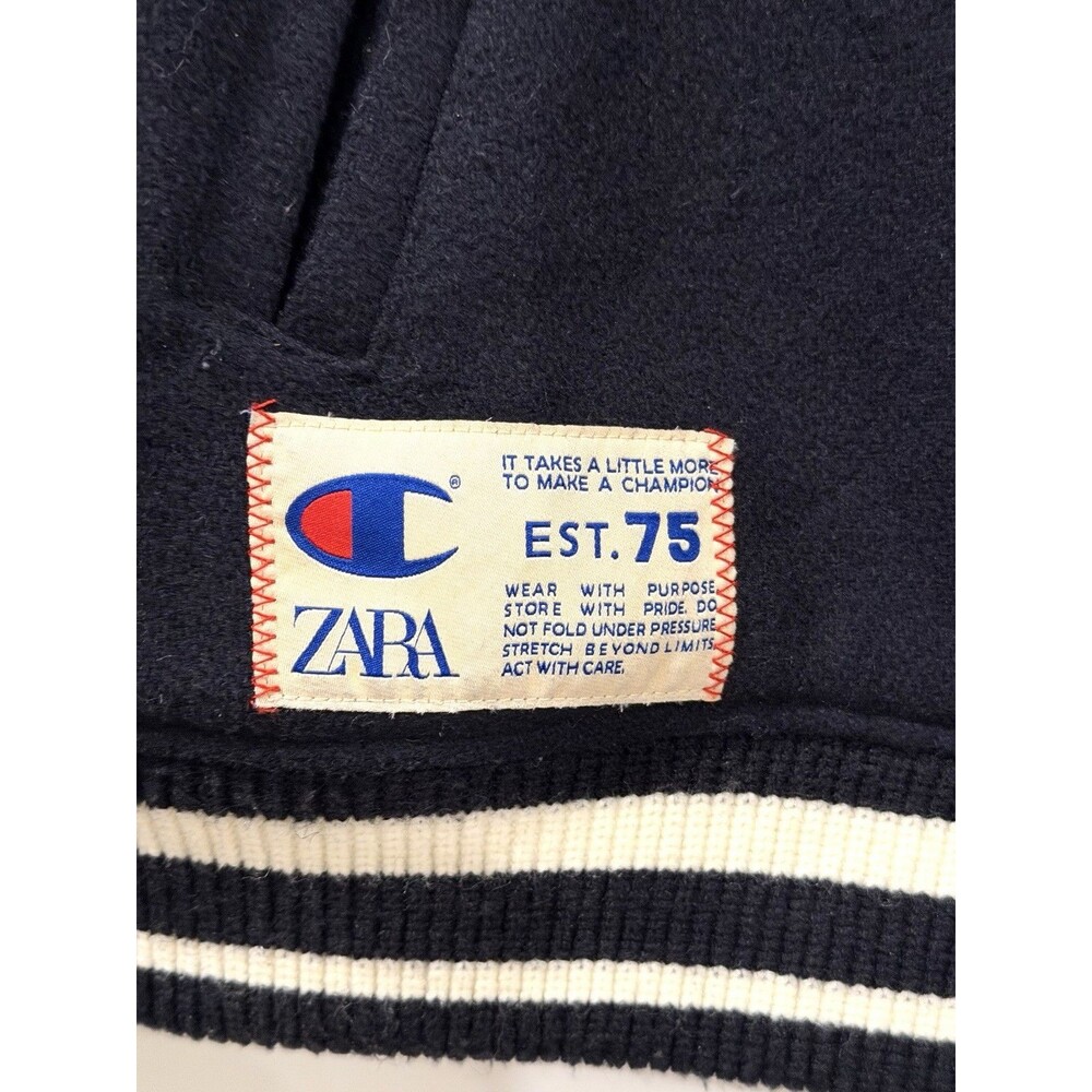 Zara x Champion Varsity Jacket Black Jagged Granite Peaks Class of 75 Size M - Picture 6 of 16
